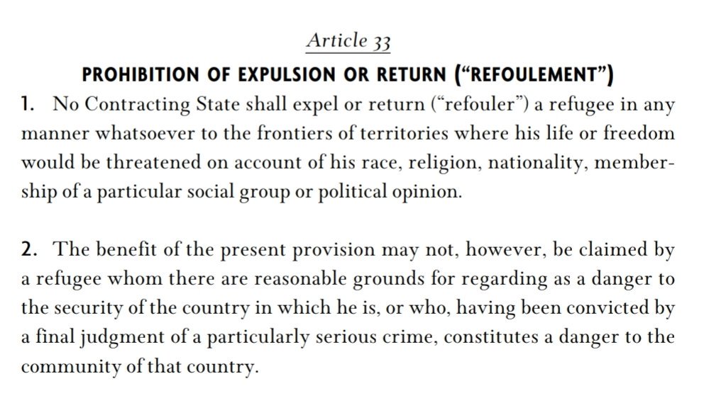 bar_barosso1's tweet photo. UNHCR serves as the ‘guardian’ of the 1951 Convention and its 1967 Protocol.

 Geneva convention (1951)

Article 33.

@nasosgeorgalis

#StopPushBacksInGreece https://t.co/jEPMotbDrO