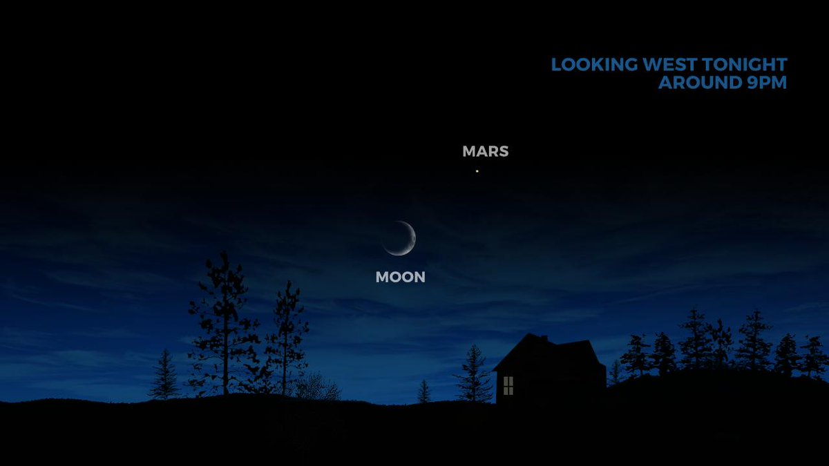 ASTRO EXTRA - Look for MARS to the upper right of the MOON this evening. Skies will be clear, so you should spot it.   #STORMCENTER2   #WIWX