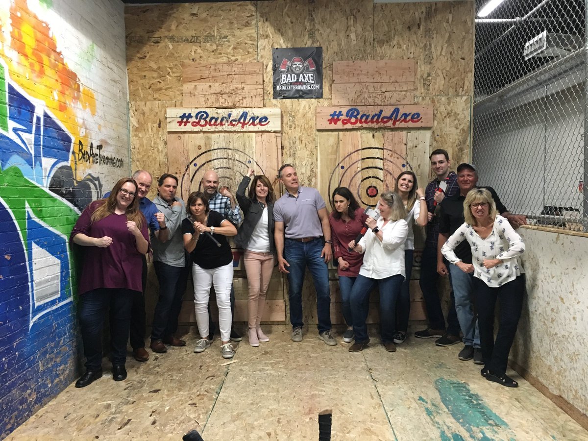 MidlandAtlantic's tweet photo. The Indianapolis office had a great time today at Bad Axe Throwing #badaxethrowing https://t.co/TT0X2NBgoe