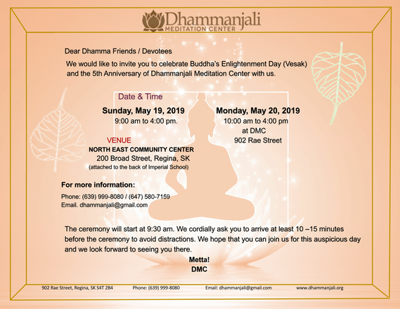 dhammanjali902's tweet photo. YOU ARE INVITED to CELEBRATE Buddha’s  Enlightnement Day and the 6th Anniversary of Dhammanjali Meditation Center with us. See below👇 https://t.co/i7tAIgdjGG