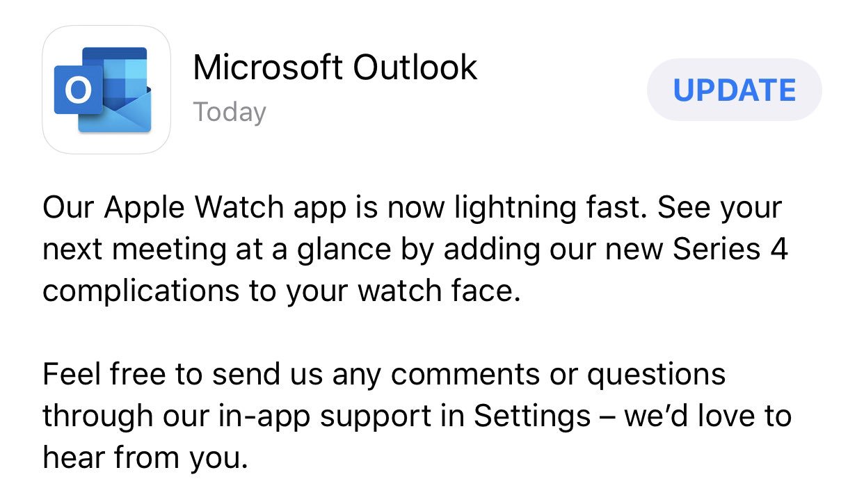 outlook apple watch series 4