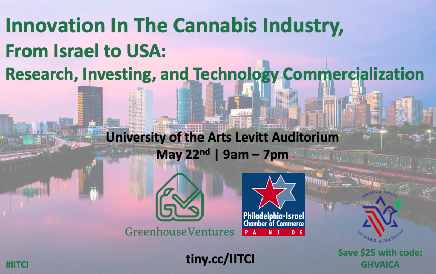 AIcannabis's tweet photo. Final week to save $75 on @GhouseVentures  &amp; @PICofC  #IITCI conference! Join us in #Philly on 5/22 for discussions on how #Israeli #cannabis #research, #technology, &amp; #innovation will impact &amp; influence the USA markets. Register with code GHVAICA https://t.co/CiimGubt7i https://t.co/3yknRsi9IG