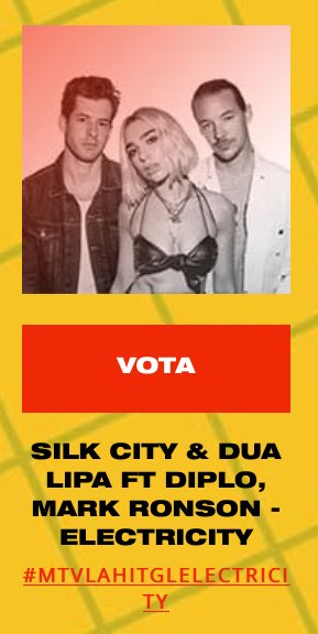 dua_colombia's tweet photo. Para votar por @DUALIPA en los MTV Miaw 2019 🏆
1️⃣Votos ilimitados
2️⃣Podemos votar en la página web https://t.co/8Bdgg5oSPh
Es muy fácil y muy rápido 💨
#MTVLAHITGLELECTRICITY https://t.co/DzYG83A0Er