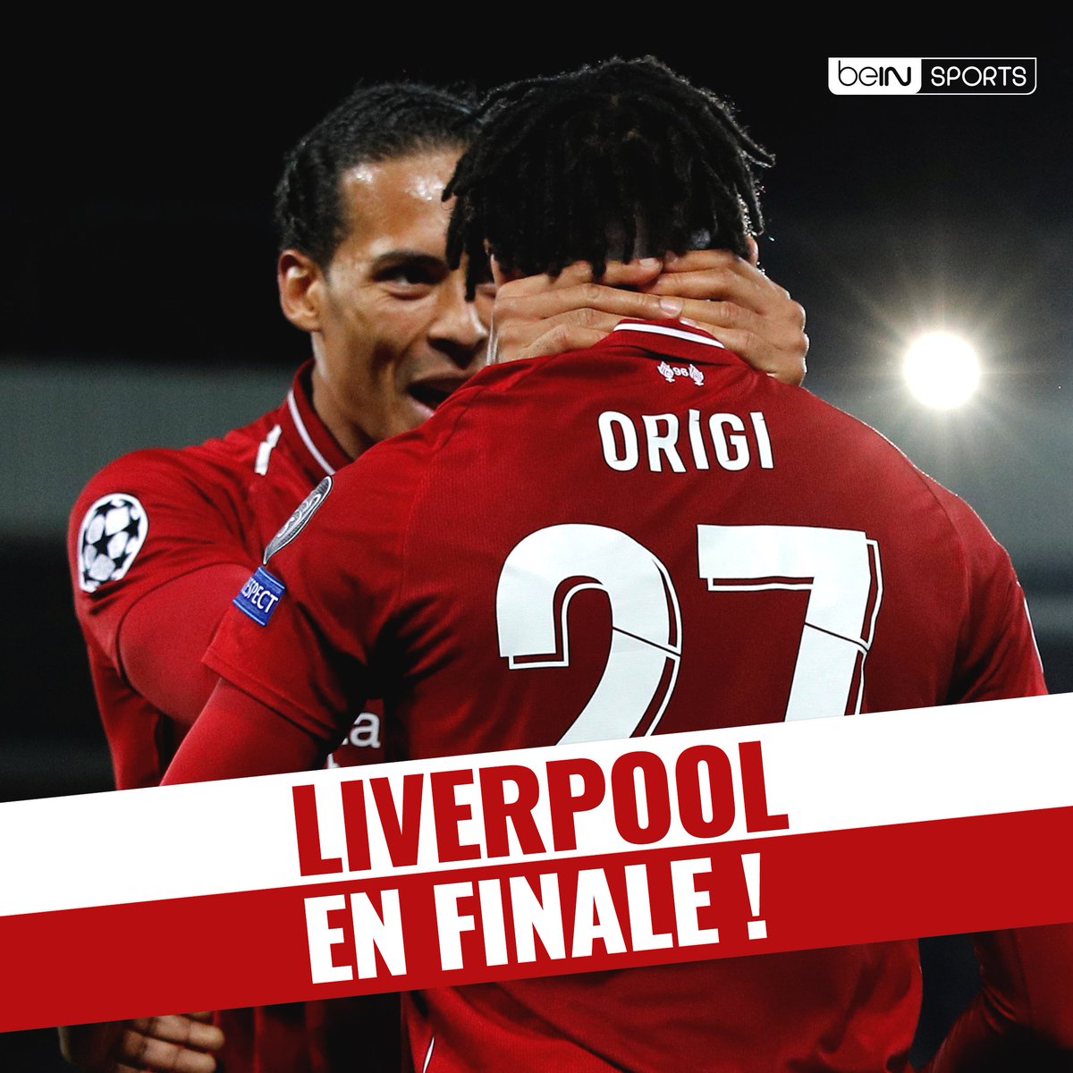 beinsports_FR's tweet photo. 🏆 Liverpool est en finale de la Ligue des Champions ! 
💥 Une remontada et une victoire 4-0 contre le FC Barcelone !
✌ Des doublés pour Origi et Wijnaldum !
#LIVBAR #LFCFCB https://t.co/4gDVTWD0vs
