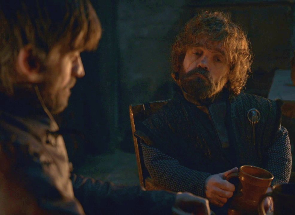  JAIME & BRIENNE Happy moments in episode 8x04A THREAD.PART 19.T: "So she's going to stay here with you?" J: *still doesn't believe it*J: "She's sworn to protect the Stark girls, so..." T: *'Sounds good' expression* #GameOfThrones #JaimeLannister #TyrionLannister