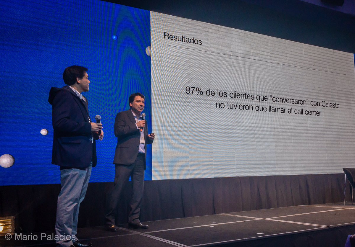 mariopd's tweet photo. 95% de las personas que “conversaron” con #Celeste no tuvieron que llamar al CallCenter según @arielvidalp de @aguas_andinas. Gran presentación junto con @aldo_vw de @easybots_io en #ThinkSantiago @IBMdeChile @IBMWatson #Innovacion #CognitiveSolutions https://t.co/mqygcOmSWY