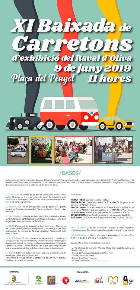 GentdOliva's tweet photo. La concejalía de Comercio del @AjuntamentOliva y diversas entidades colaboradoras presentan la XI Baixada de Carretons del Raval, un concurso lúdico para dinamizar el barrio que tendrá lugar el 9 de junio.  Ya está abierta la inscripción para participar. https://t.co/l86HGuTdMd https://t.co/fxkmYKMxoz