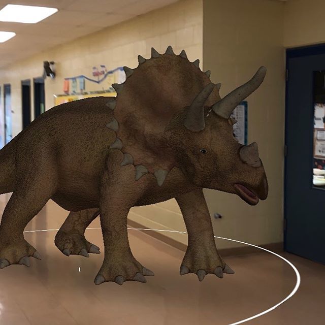 MrsNonaka's tweet photo. Dinosaurs roaming the halls with AR. Google’s Expeditions App for Apple and Google Play. https://t.co/OQr0lZ2bfs https://t.co/1tmCaIMgSc