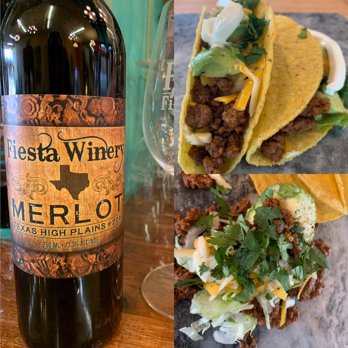 Traditional Taco Tuesday! Grab your favorite beef taco recipe and a bottle of Fiesta Winery’s 2016 Merlot. It’s the perfect pairing! #tacotuesday #fiestawinery290 #winepairing