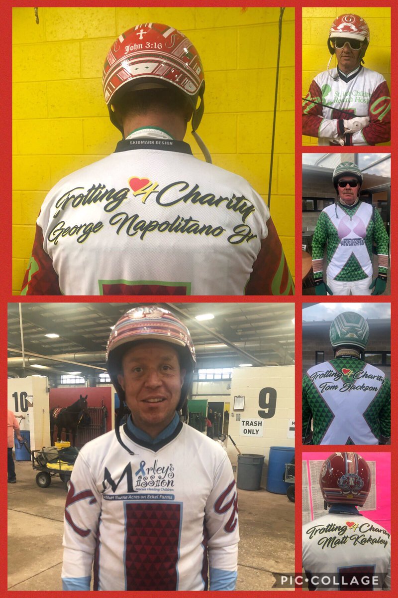 DownsAtMSP's tweet photo. More Trotting For Charity jerseys on our drivers M Kakaley; T Jackson &amp; G Napolitano Jr. You can own a jersey and money goes to the charities!  https://t.co/tzQe7fIfla. #HarnessRacing https://t.co/da0E1VueEt