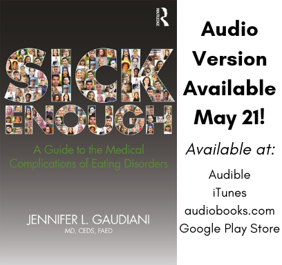 We're so excited to share the release date (May 21!) of Dr. Gaudiani's #audio version of her #book, #SickEnough! 
Pre-order on #Amazon today: amzn.to/2V75z07
#eatingdisorder #HAES #eatingdisordereducation