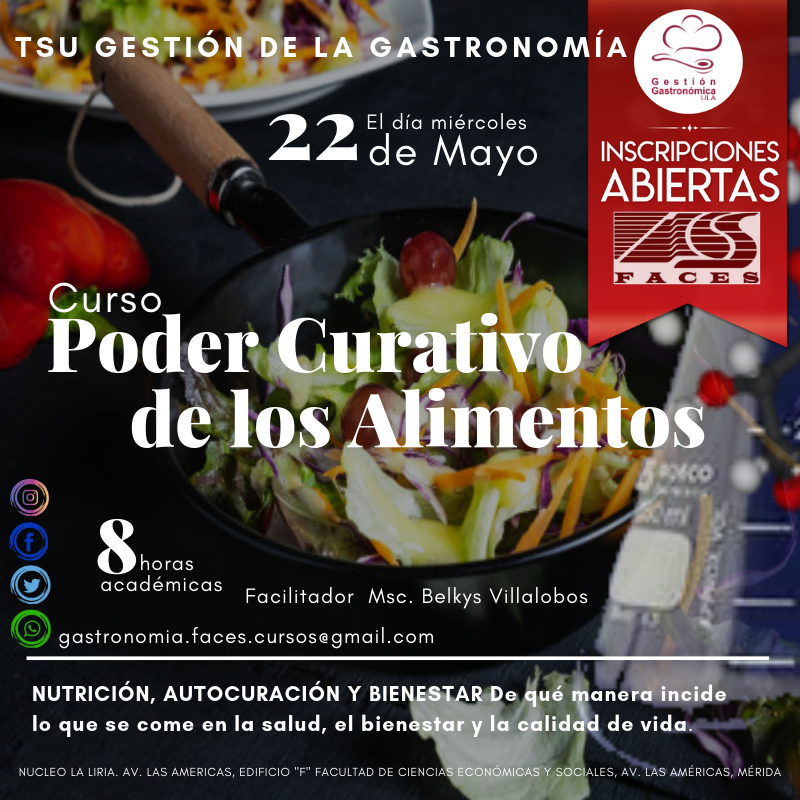 GastronomiaF's tweet photo. Te invita a conocer la capacidad que tienen los alimentos de fortalecer los sistemas orgánicos que integran el cuerpo. aprende sobre la química de los alimentos y su interacción con el cuerpo humano, analizando las capacidad de restablecer la salud o evitar su deterioro. https://t.co/hRRE4HHlr6