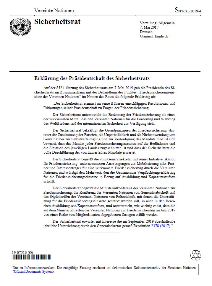 Un German Translation On Twitter Sicherheitsrat Begrusst Anstrengungen Friedenssicherungseinsatze Durch Ausbildung Und Kapazitatsaufbau Wirksamer Zu Machen Unsc Https T Co 8iqqq3ahx6 Https T Co Pmlmgn3jhi Https T Co Tqnth3l0r3