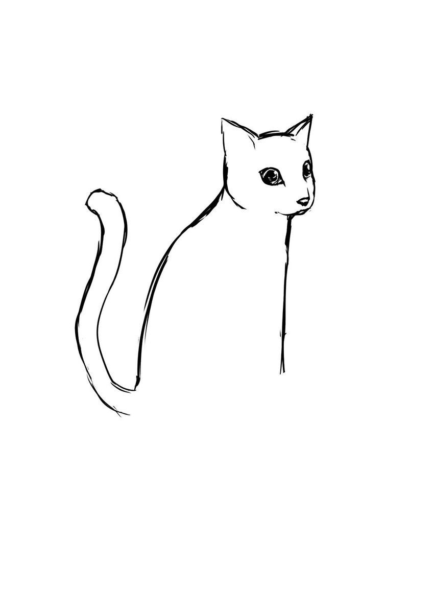 「ネコ描いてたら途中で面倒くさくなったけど最後までやり切った。
#途中で面倒くさく」|ワイルドモルモットのイラスト
