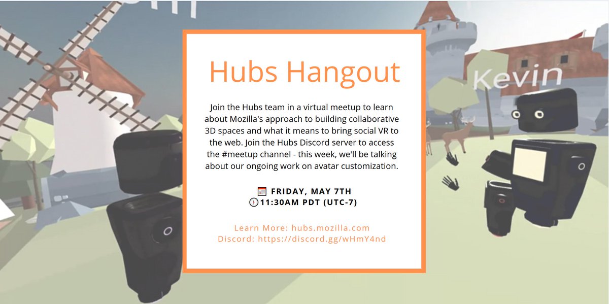 Mozilla Reality Did You Know That The Hubs Team Has An Open Forum Each Friday We Want To Hear What The Community Has To Say About Important Topics Related To Mozilla Reality Did You Know That The Hubs Team Has An Open Forum Each Friday We Want To Hear What The Community Has To Say About Important Topics Related To
