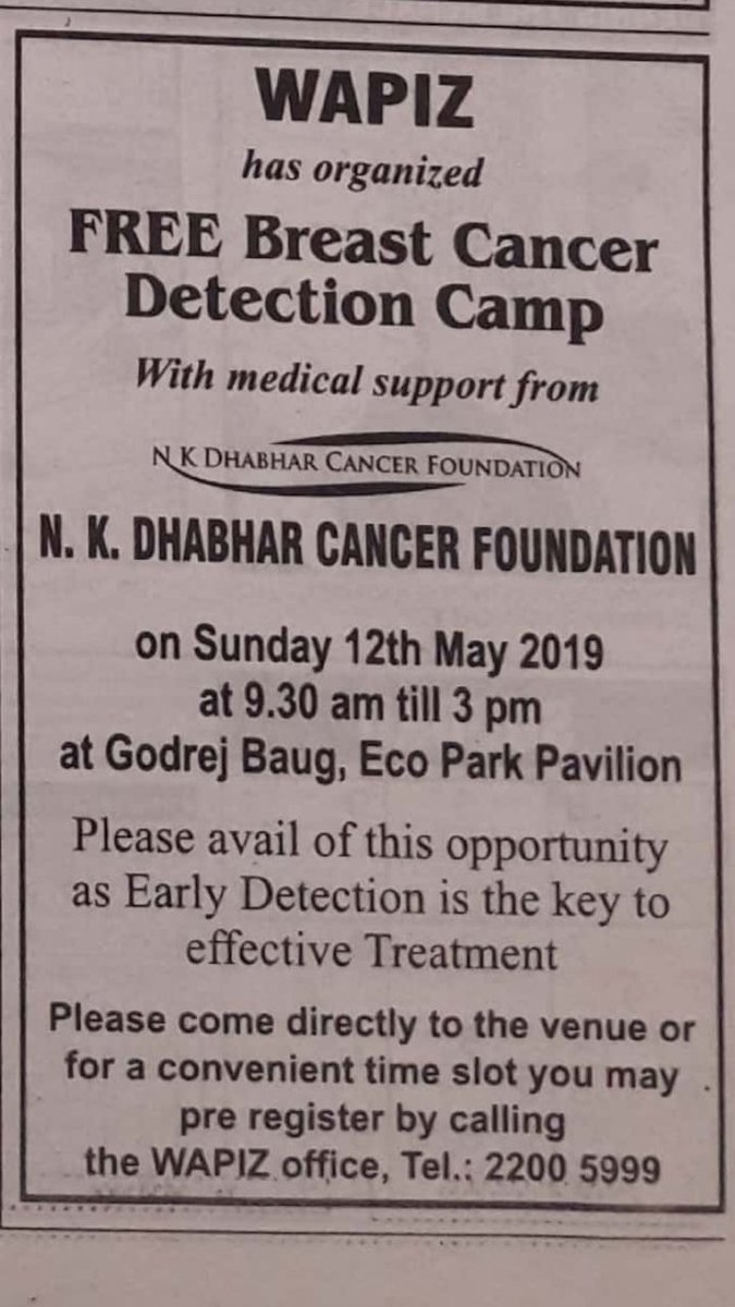 ZarthostiKomDin's tweet photo. #UnitedParseeCommunity #Zarathushtrians #Zoroastrians #India say BIG THANK YOU to #WAPIZ #YAZDIDESAI and wife #AnahitaDesai for FREE #BreastCancerDetection camp on Sunday, May 12, 2019 at #GodrejBaug #EcoPark #Mumbai GREAT community service #Parsis say #KUDOS2WAPIZ https://t.co/eBfLjg0PG4