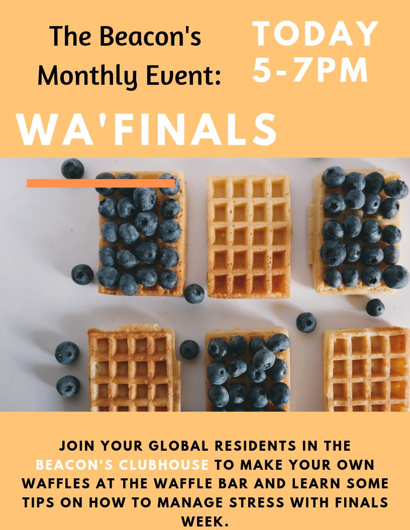 AuburnGlobal's tweet photo. Beacon residents! Join your global residents in the Beacon's clubhouse for a fun waffle-making event this evening from 5-7pm as you prepare to study for finals! See you there! https://t.co/wAvUNTKbbn
