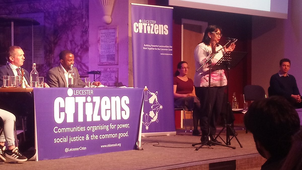 MathewHulbert's tweet photo. The Labour and Conservative candidates for Mayor of #Leicester, Peter Soulsby (@CityMayorLeic) and @Baroness_Verma, address the @LeicesterCitizn Mayoral Accountability Assembly.
#LeicesterCitizens #LCAssembly https://t.co/9azd43eieT