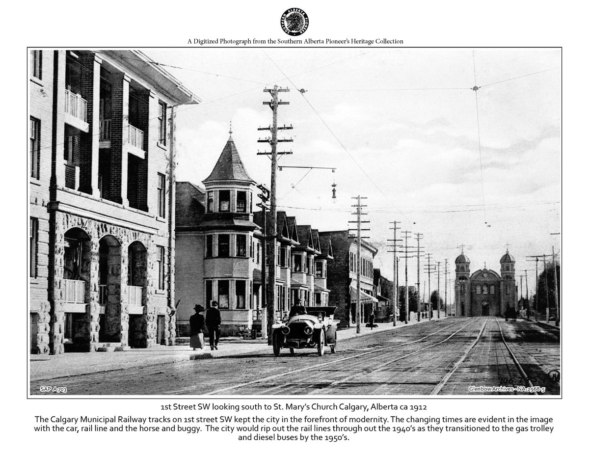 sa_pioneers's tweet image. 1st Street SW view south St. Mary’s Church Calgary 1912 #YYC