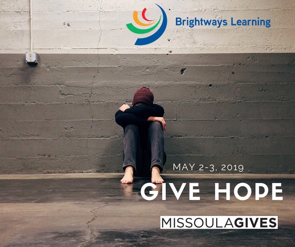 brightwayslearn's tweet photo. Just days until #MissoulaGives--a community wide effort to help the greater good.  You can GIVE HOPE for teens for a brighter future. https://t.co/9WFd4UZnAe