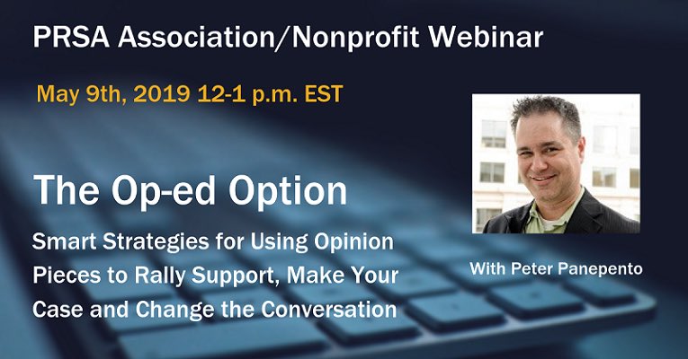 PRSANonprofit's tweet photo. Don’t Miss Our May 9 Section Webinar: The Op-ed Option: Smart Strategies for Using Opinion Pieces to Rally Support, Make Your Case and Change the Conversation, presented by @ppanepento https://t.co/T7MDQ6LtKF https://t.co/JUJcEJfaOd