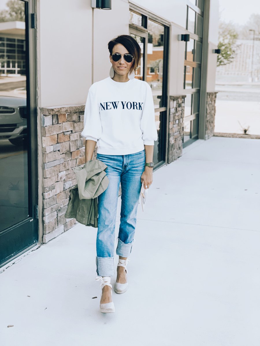 You all have been loving these <a href="/Abercrombie/">Abercrombie & Fitch</a> jeans ever since I picked them up. They fit tts and don't have any stretch. I love the wide cuff and straight cut. Affiliate link: bit.ly/2HlNYOJ  #sponsored #AbercrombiePartner #AbercrombieStyle
