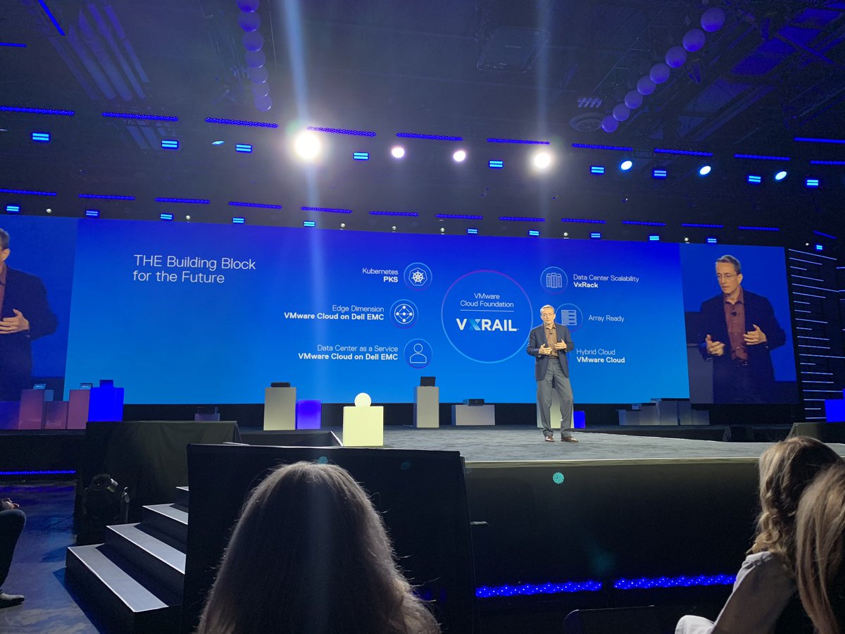 sakacc's tweet image. You deserve the best stuff.  Look up, not down.  @PGelsinger at @DellTechWorld talking about the @VMware strategy.   #VxRail is the base building block.   #VCF integrated.  #ProjectDimension leverage.   #PKS will be built in.