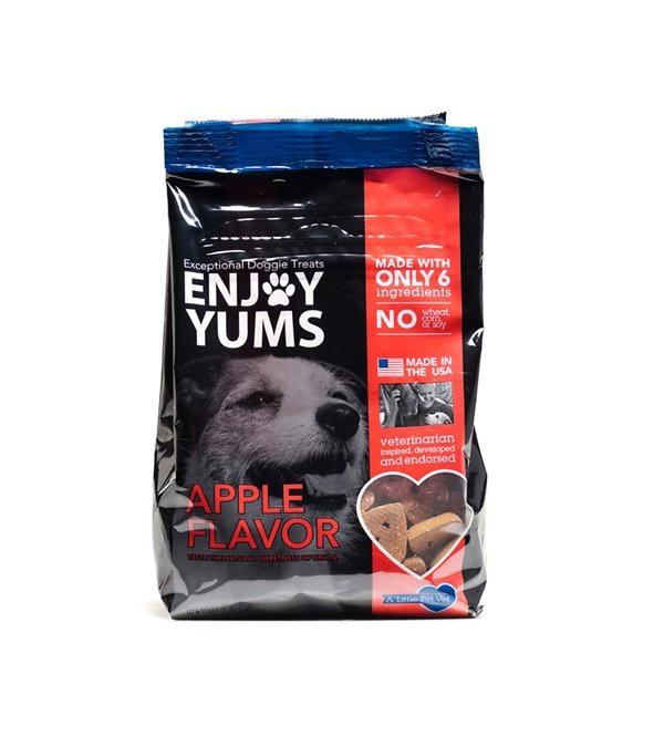 <a href="/Enjoy_Yums/">Enjoy Yums Treats</a>  are made from quality ingredients. Rice bran + Omega 3 &amp; 6 fatty acids for healthy skin and a lustrous coat. There are no artificial dyes, scrap fillers, or animal feed waste in these treats, so you know exactly what you’re feeding your dog!
View our selection online