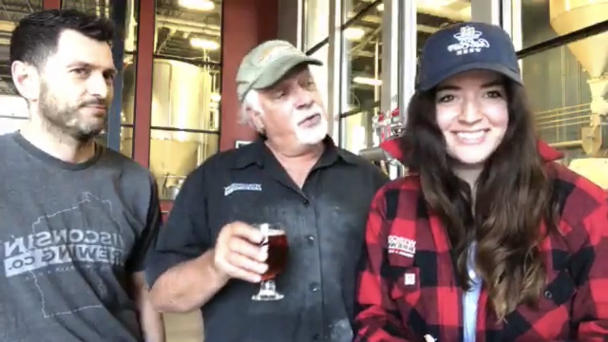 madbeerweek's tweet photo. .@ChelseyDequaine talks to Kirby and Jesse at @WisBrewingCo about their events for #MadBeerWeek. Head to our Facebook page to watch! https://t.co/FQbdMyKYJ6