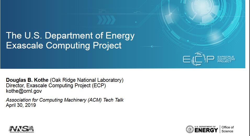 acmeducation's tweet image. We are live with Doug Kothe and John West!

#ACMTechTalk #ExascaleComputing #Exascale #HPC