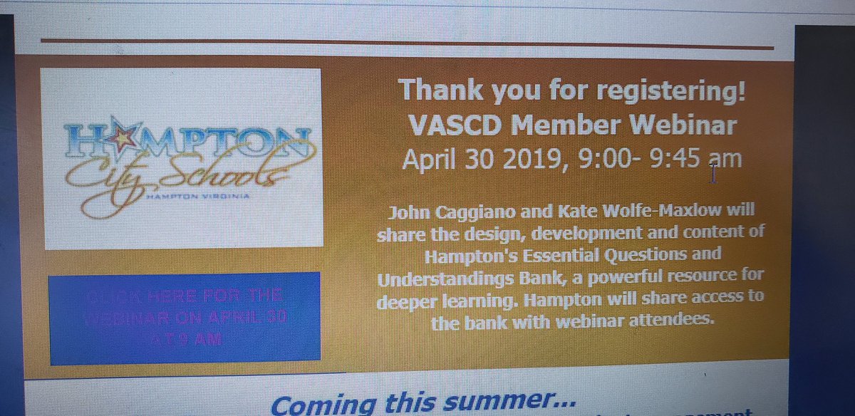 Thanks <a href="/LearningKate/">Kate Wolfe Maxlow</a> and John for an awesome 45 minutes of learning. This work speaks volumes for your committment to building capacity to ensure student success. 
Thanks @VASCD for hosting.