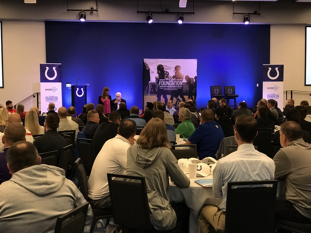 ISOInitiative's tweet photo. 105 schools have already engaged in #InSideOutIN, representing more than 45,000 student-athletes and positively impacting their lives. Jody Redman thanks Indiana ADs for their inspiring leadership in this transformative movement. https://t.co/gM2AB7AMas