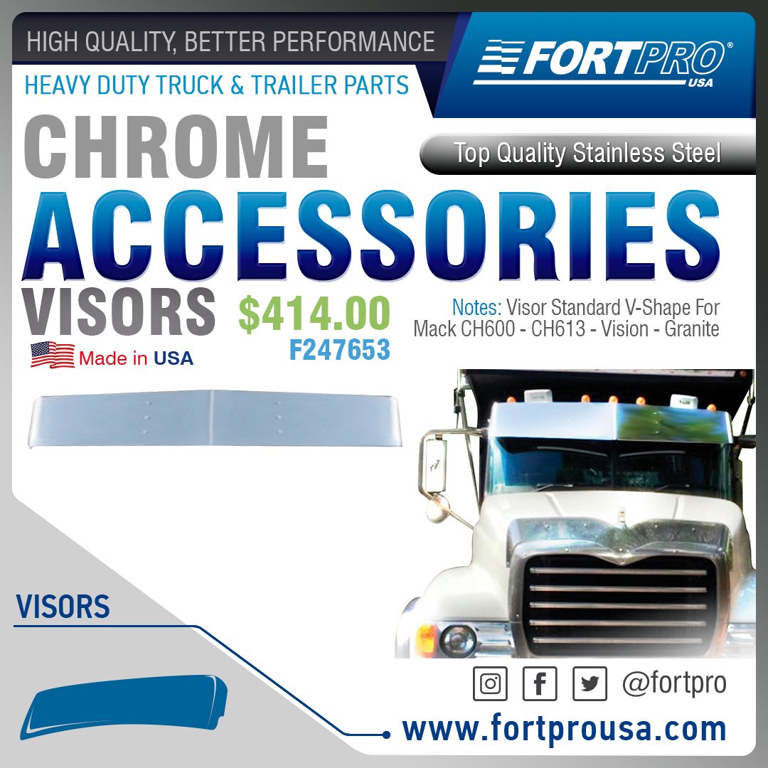 Fortpro's tweet photo. #VISORS • BEST PRICE
#Wholesaler • #CHROME #ACCESSORIES
https://t.co/xpnbsCbHbU
https://t.co/HkB7rrHQLv
#FORTPRO #Truck #TruckPatrs #TrailerParts #TruckLife #Driver #TruckDriver #Truckers #Trucking #Freightliner #Volvo #Mack #International #Navistar #Peterbilt #Kenworth https://t.co/3PzIpbxLDN