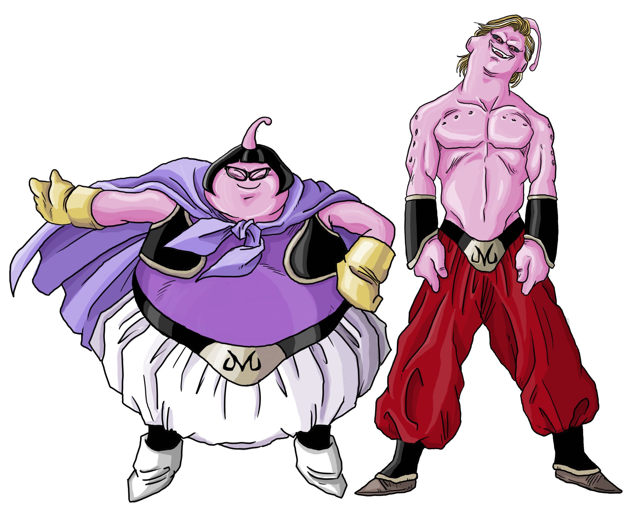 961taka メイプル超合金 カズレーザー 安藤なつ 魔人ブウ ドラゴンボール Dragonballz Dragonball Dragonballsuper Akiratoriyama 鳥山明 Inktober コスプレイラスト コスプレ Cosplay イラスト Illustration Painting Drawing Anime