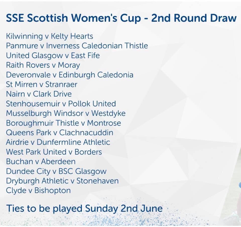 Pollok have been drawn away to @StennyLadies in the 2nd Round of the SSE Scottish Women’s Cup⚫️⚪️ 

#wearePOLLOK #MTLN #SSESWCup