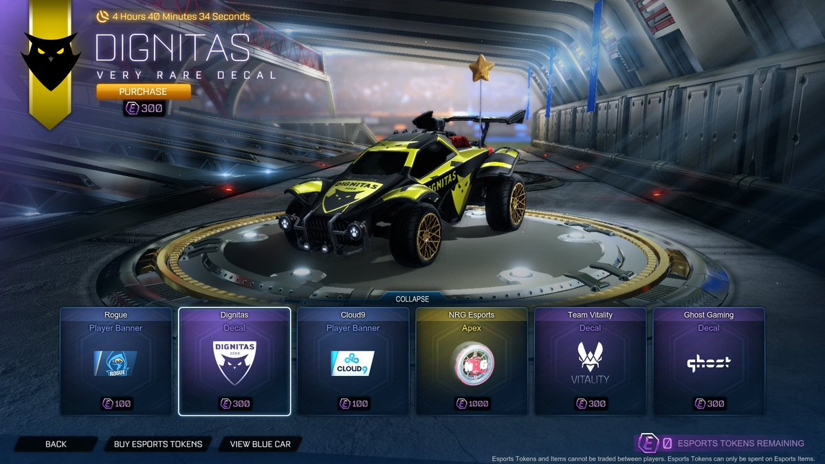dignitas's tweet photo. This is what you've been waiting for! The @DIGRocketLeague Octane Decal is on the @RLEsports Shop today! 🥳 https://t.co/lYL58m8Ceb