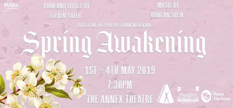 IGCaddy's tweet image. ROCK MUSICAL #SpringAwakening presented by @ShowStoppersSot
1-4 May 2019 7.30pm
@TheAnnexSoton @unisouthampton @SUSUtheatre @StageSoc #Southampton

West End production won 'Best New Musical'.

@ArtsUniSouth @Union_Soton @SUSUPerform @DailyEcho @BBCRadioSolent @BBCSouthNews