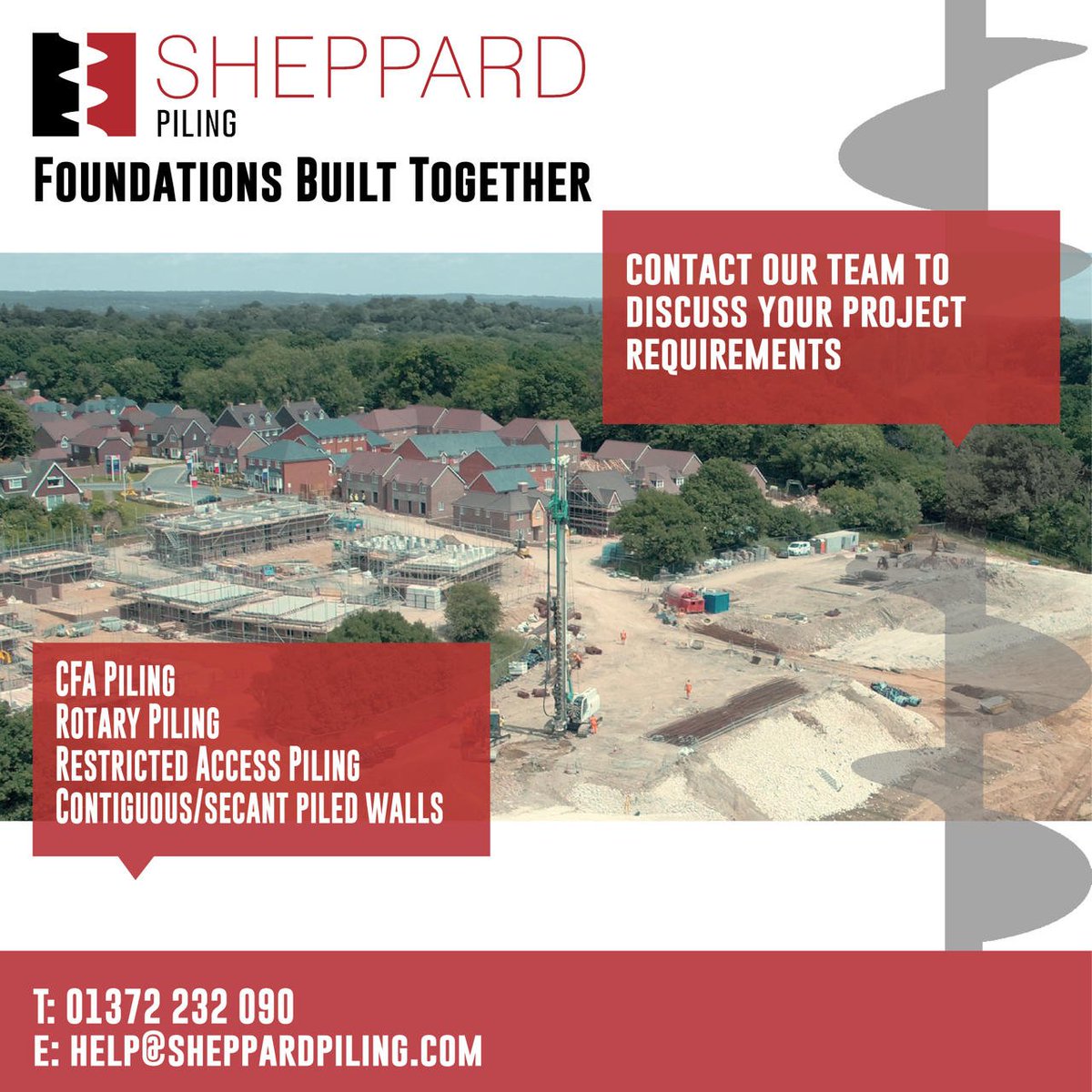 We work with our clients to develop the best solution. 
We Value engineer to reduce time and costs on site. 

Contact our estimating team today to discuss your project requirements. 

Tel: 01372 232 090
Email: help@sheppardpiling.com

#piling #valueengineering #estimating