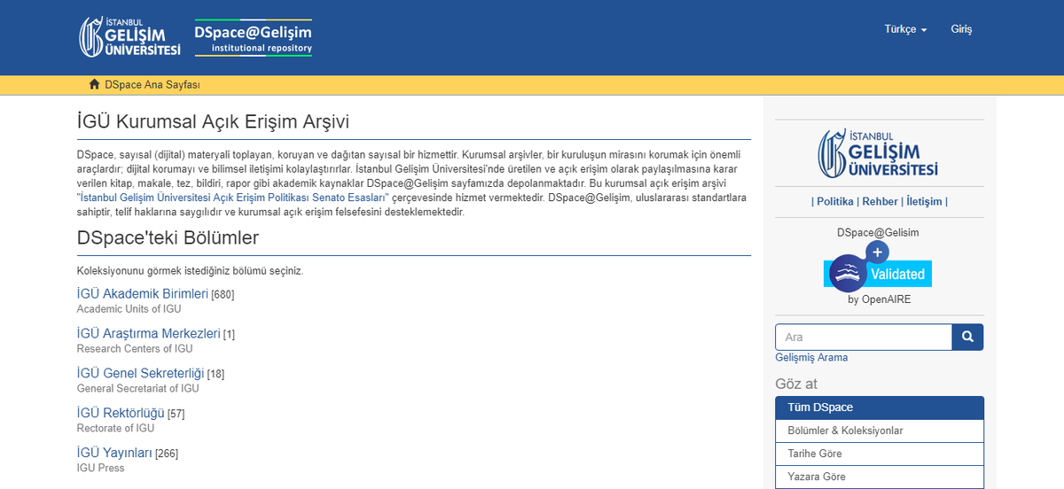 İstanbul Gelişim Üniversitesi Kurumsal Açık Erişim Arşivi kayıt sayısı 1022'ye ulaştı!

İGÜ Kütüphane ve Dokümantasyon Daire Başkanlığı 
İGÜ Yayınları
acikerisim.gelisim.edu.tr 
<a href="/openaccess_tr/">Açık Erişim Türkiye</a> <a href="/CCturkiye/">Creative Commons Türkiye</a>