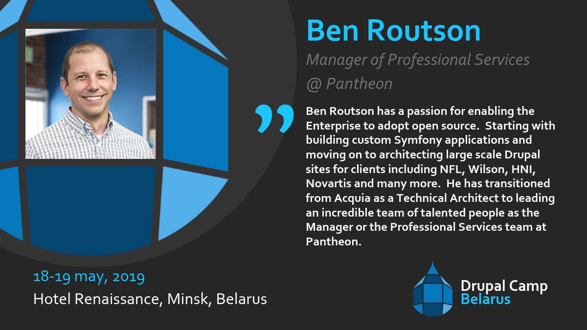 drupalbelarus's tweet image. One more! One more! We continue to introduce you our speakers. Next, but not the last, Ben @BenRoutson Routson! 🥁🎺💁‍♂️

The full list of speakers, see:
drupalcamp.by/speakers

#drupal #drupalcamp #drupalcampbelarus2019 #drupaleurope #minsk #belarus