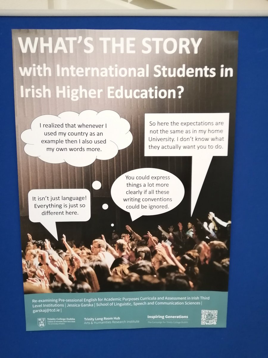 JessicaGarska's tweet image. Come to the exam hall at @tcddublin tomorrow at 7:15 to see our posters about our research from @TLRHub for #trinityweek!! My poster is pictured here! #LoveIrishResearch @leesonl @tcdslscs