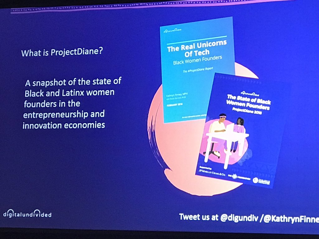 “You can’t solve a problem you can’t quantify – you can’t pitch a solution, when you can’t measure the problem. That’s why we created project Diane.” It creates a snapshot of black and Latinx women founders in the entrepreneurship and innovation economies. @KathrynFinney #HKHer