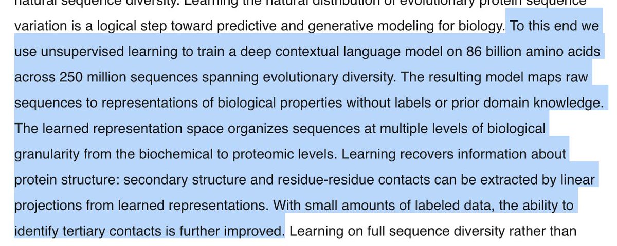 soumithchintala's tweet photo. Biological Structure and Function Emerge from Scaling Unsupervised Learning to 250 Million Protein Sequences (from FAIR)
- unsupervised learning recovers representations that map to multiple levels of biological granularity
https://t.co/mXX085qX03 https://t.co/bxNhqFadiJ