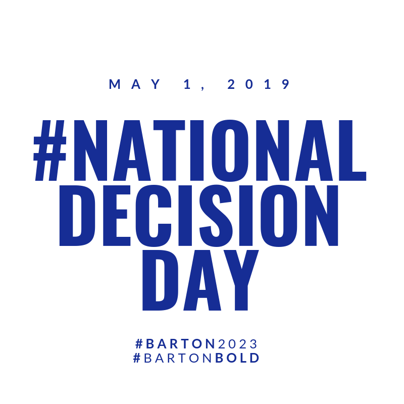 bartonadmission's tweet photo. Are you ready to become a BULLDOG? Tomorrow is May 1st! 🎉

Confirm your spot for our Class of 2023 here: https://t.co/qEfvxvkLfM

#DecisionDay #NationalDecisionDay #Barton2023 #BartonBold https://t.co/LcXtYgu77l