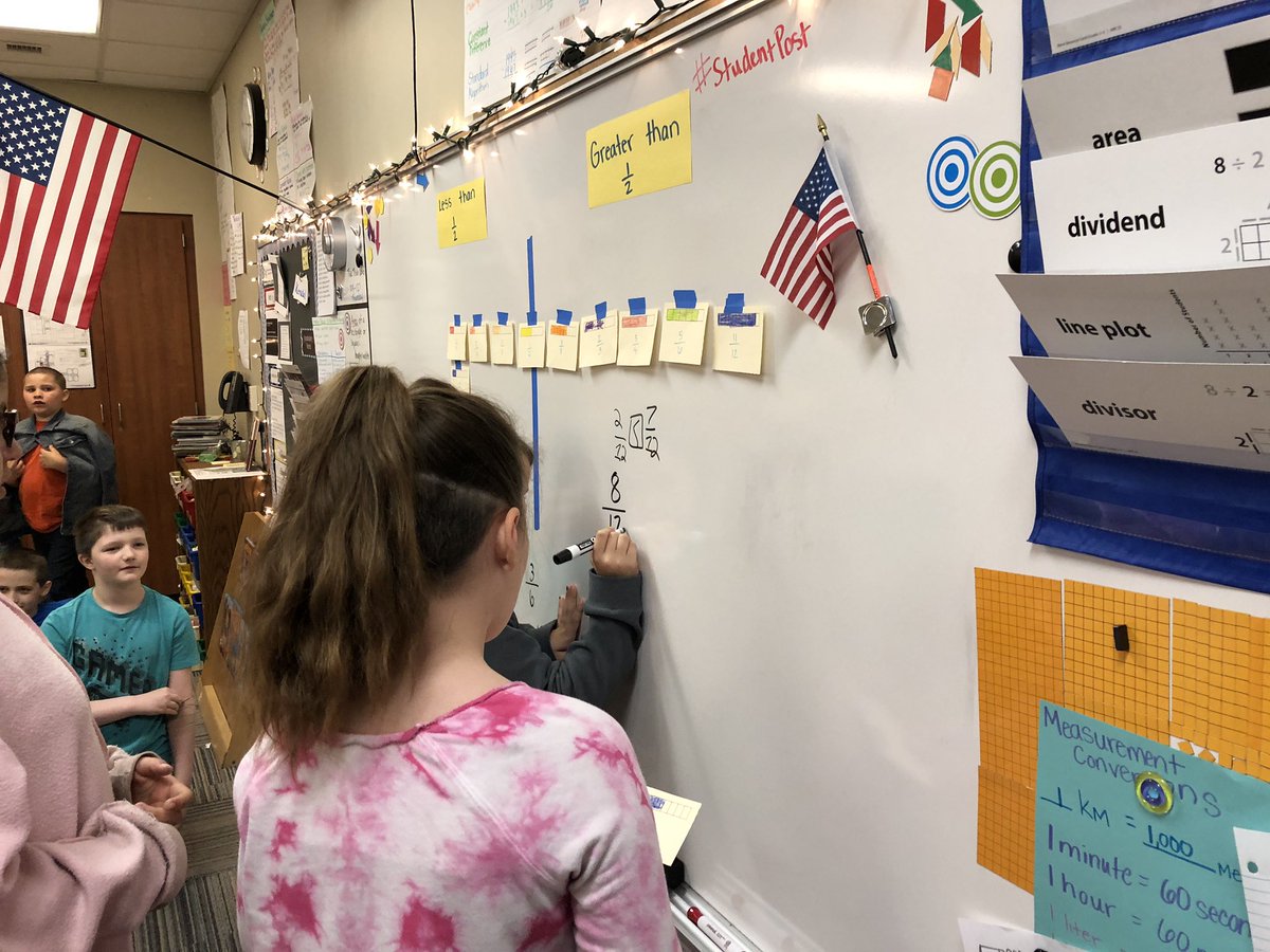MrsKafka_Kinder's tweet image. Today 4th graders played Capture the Fraction like the game Capture the Flag in PE. Students compared fractions with unlike denominators. The team with the most fractions captured got the flag. (This tied into our wonders study on culture too!) #CrossCurriculumTeaching #math