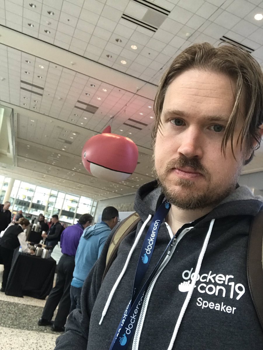 jrrickard's tweet image. I love the pink docker whale @ #DockerCon2019