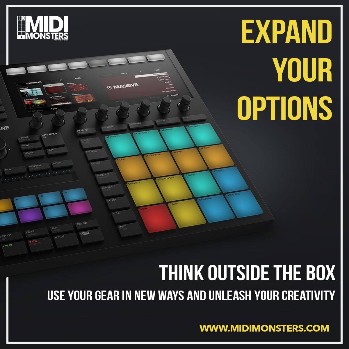 Harness the full potential of your music equipment and unleash your creativity with <a href="/midi_monsters/">MIDI Monsters</a>' professional grade mappings.

Expand Your Options: MIDIMonsters.com