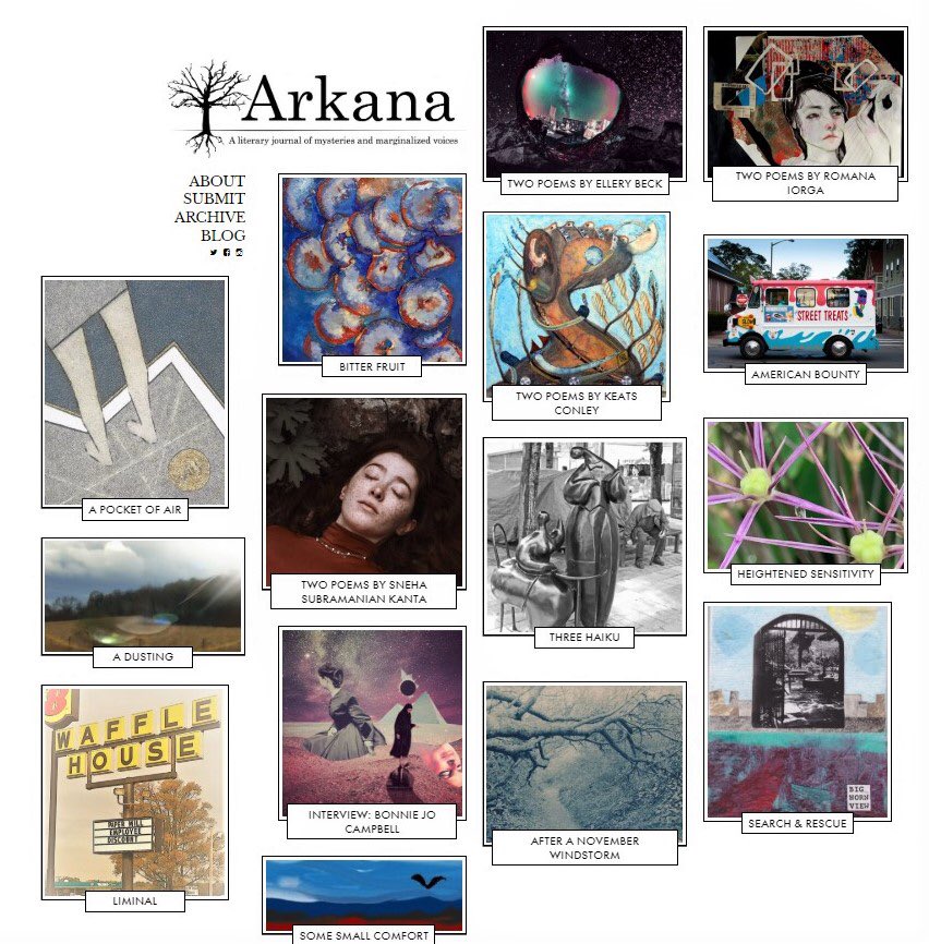 Our Micro Issue is here! Check out new haiku by Maxine Hong Kingston, interviews with <a href="/bonniejocampbel/">bonnie jo campbell</a>  and <a href="/csummie/">csummie</a>, work by @RomanaIorga and @shelbeymckayla and many more. arkanamag.org