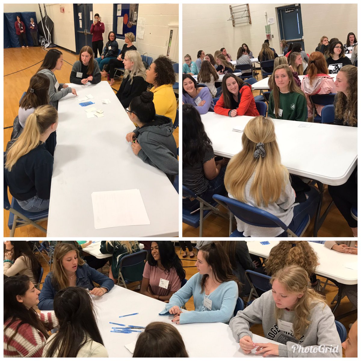 TaraBBennett11's tweet photo. Student leaders from Cape Ann League reflecting on being a Class Act w @coretrainings #MIAA #MIAAleads #womeninleadership #MIAAonthemove #buildinglocalleaders @sbryantMIAA @RpearsonMIAA_MS @DanRichards41 @GeorgetownRSB @GMHS_Royals https://t.co/VGpoVSz9ZJ