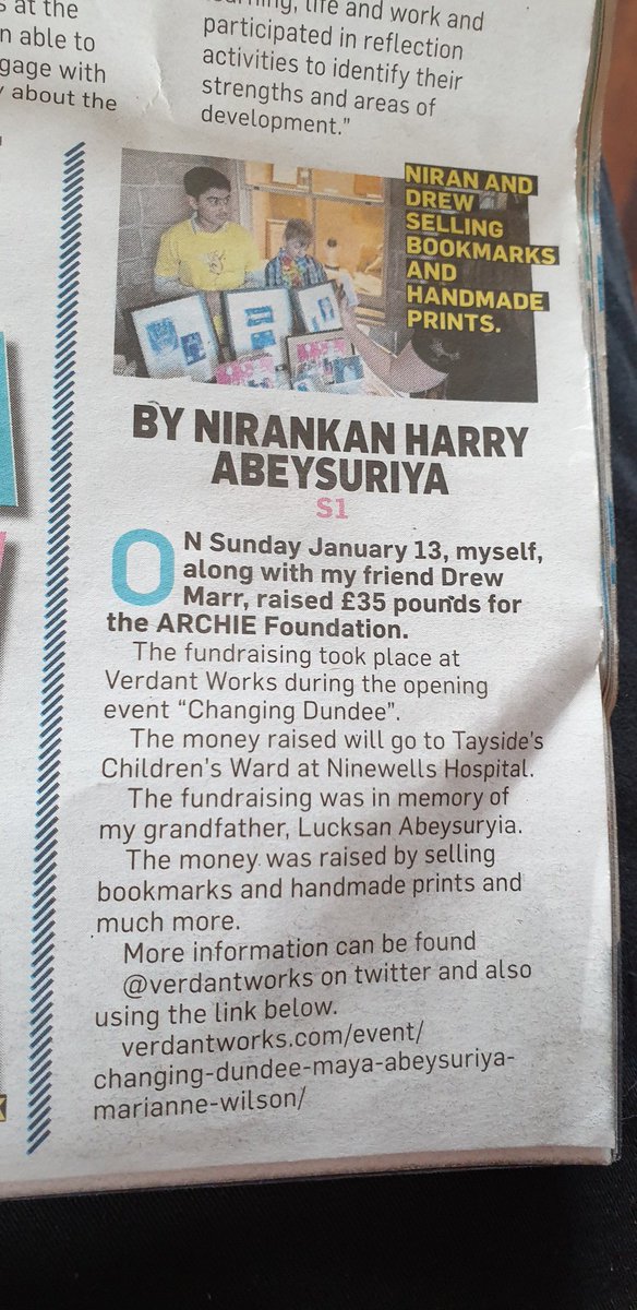 suriyaarts's tweet photo. Thank you all involved we made the local Chalk talk papers !what lovely surprise, thanks supergeeks Niran and Drew.
@harrisacdundee
@VerdantWorks
@goldlioncomics
@archietayside
@DundeeSciCentre
@DIWC1969
#suriyaarts
#dundeesrilankans
#changingdundee
@DundeeComicsCS https://t.co/GeYozAMVhC